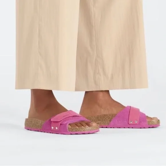 NEW • NWT • BIRKENSTOCK • OITA • SUEDE LEATHER Fuchsia Tulip Sandals • - Picture 2 of 6